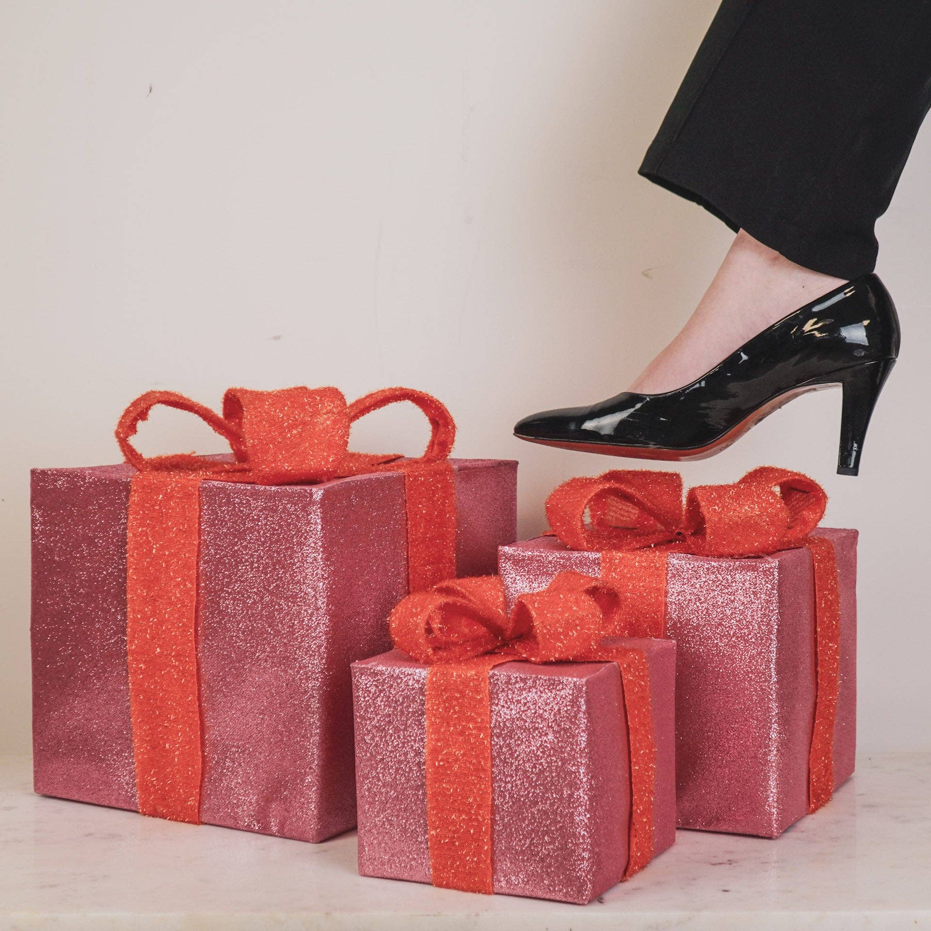 Housevitamin bv - Wholesale Christmas Decoration - Led Xmas Gift - S3 - Polysterene - Pink/Orange -15/20/25cm3