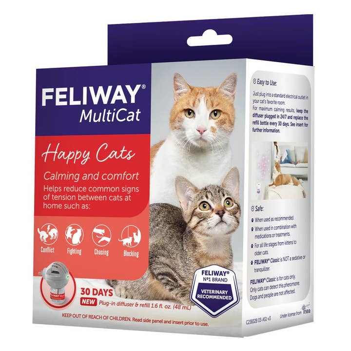 Pet Palette Distribution - Wholesale Pet Deodorizing Spray - Feliway MultiCat Calming Pheromone Diffuser 30 Day Kit1