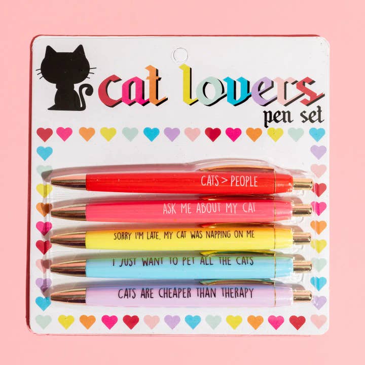 FUN CLUB - Wholesale Pen - PREORDER Cat Lovers Pen Set (cat gifts, cat lovers gifts, funny, pens, pets, stationery)
