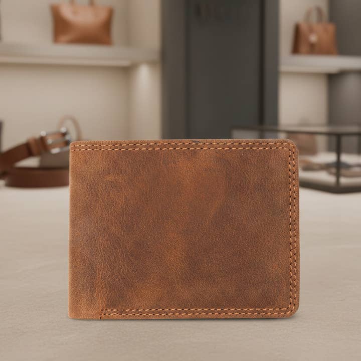 Ægte Læder Herre Pung RFID – Brun for engroshandel hos Alta Quero