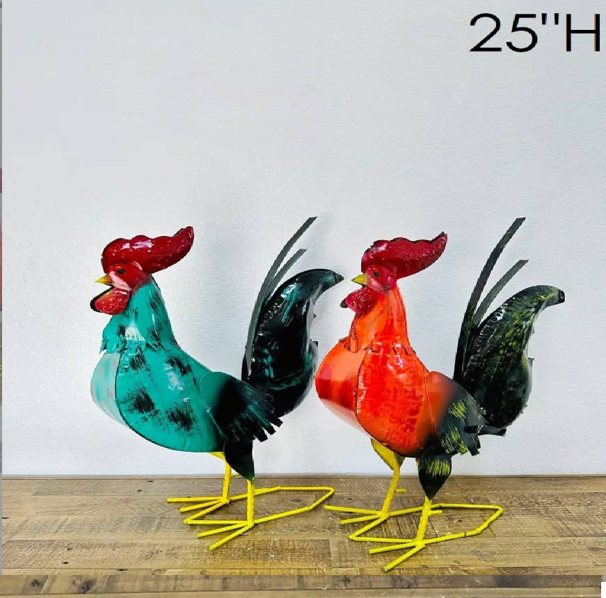 Rustic Farm - Wholesale Decorative Figurine - 34-038 - LG Long Tail Rooster - Asstd. Colors - 50