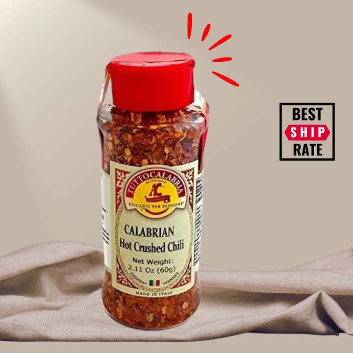 Casacella Foods - Wholesale Dried Spice - Tutto Calabria Crushed Peperoncino Dry Hot Pepper 2.11ozÂ