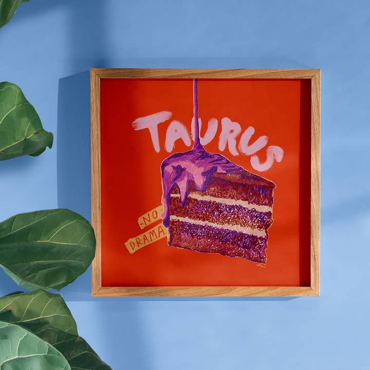 H Miller Ink Illustration Art wholesale products - Wholesale Art Print - Taurus Zodiac Art Print | Food Illustration | Red2