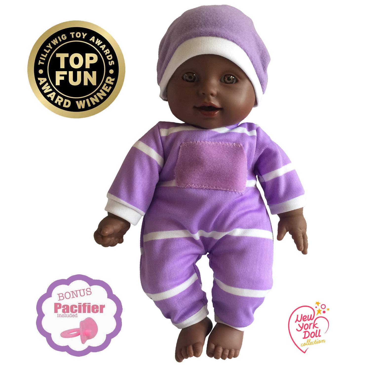 The New York Doll Collection - Wholesale Doll - Kids - The New York Doll Collection 11" Doll Striped W/ Pacifier3