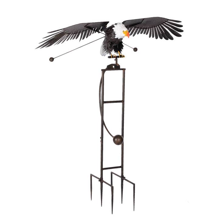Continental Art Center - Wholesale Garden/Lawn Stake - Big Rustic Metal Flying Eagle Balancing Garden Stake