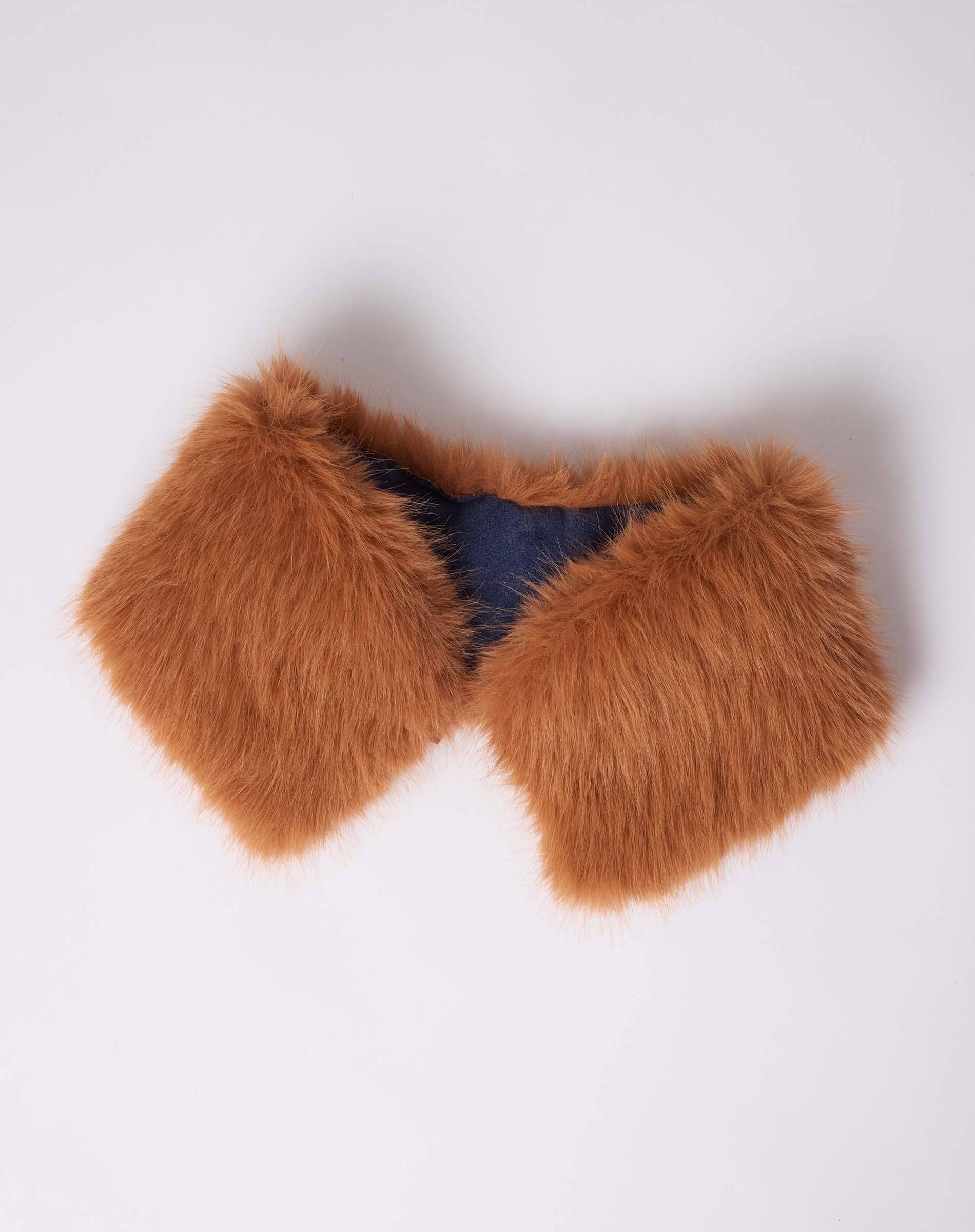 Camel Navy Cozy Cabin Faux Fur Collar for wholesale on Faire0
