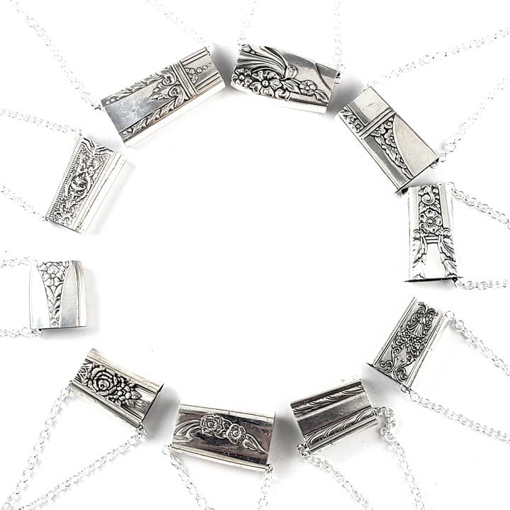 Bulk Lot of 10 Upcycled Flatware Bead Bar Necklaces for wholesale by Midnight Jo