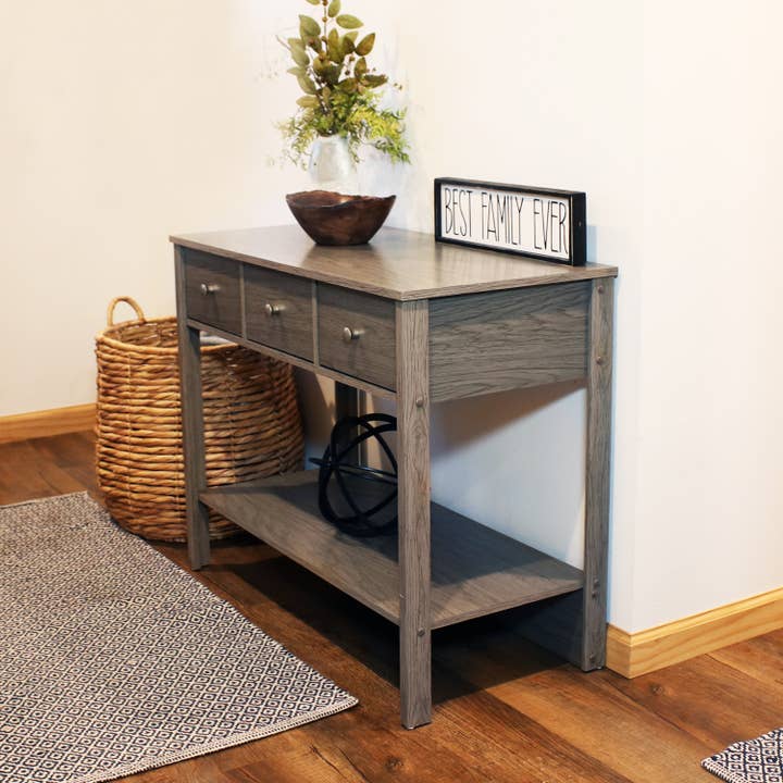 Classic Entryway Table with Drawers - Thunder Gray - 30 in for wholesale by Sunnydaze Decor