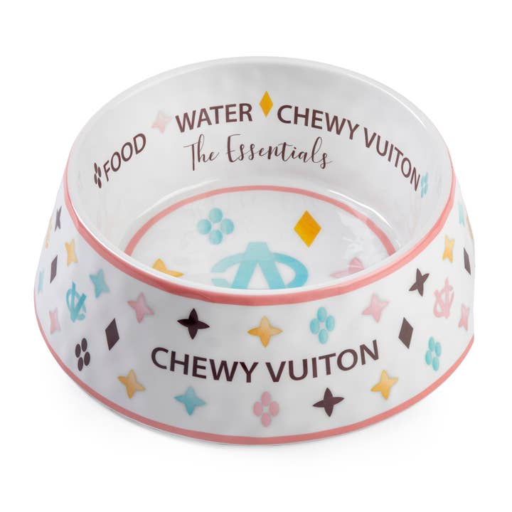 Haute Diggity Dog - Wholesale Pet Bowl - Cat/Dog - White Chewy Vuiton Dog Bowl - 3 Sizes!! Dog Food Bowl