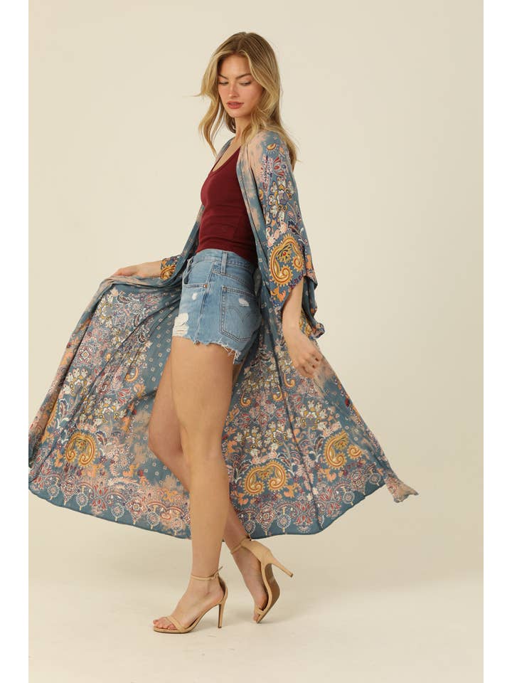 ANGIE - Wholesale Kimono – Women's - BJ664-W702 BLEACH TIE DYE PRINTED DUSTER KIMONO27