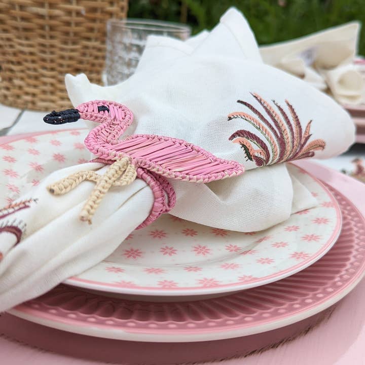 LNH EDIT - Wholesale Dinner & Cloth Napkin - Palm Tree Pink Napkin, Set of 44