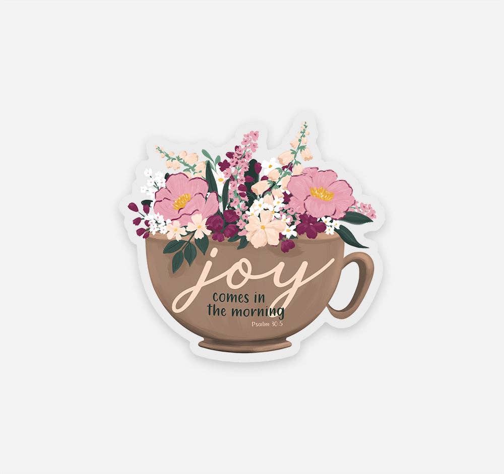 Wild Peonies Studio - Wholesale Sticker - Joy Comes in the Morning, Psalm 30:5 Clear Vinyl Sticker3