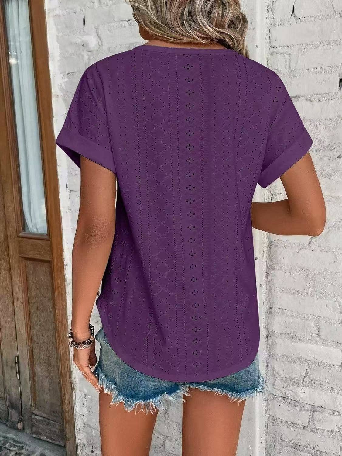 Lovesoft - Wholesale Blouse - Dames - Dames Casual Korte Mouw Shirts Effen Kleur Trendy Blouses9