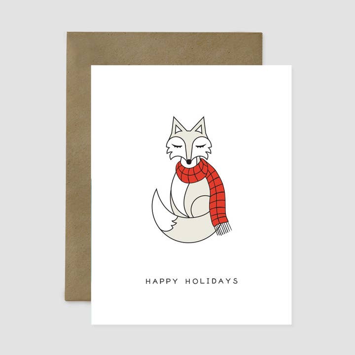 Happy Holidays Nordic Fox Christmas Greeting Card for wholesale by Nordic Fox Design Co.