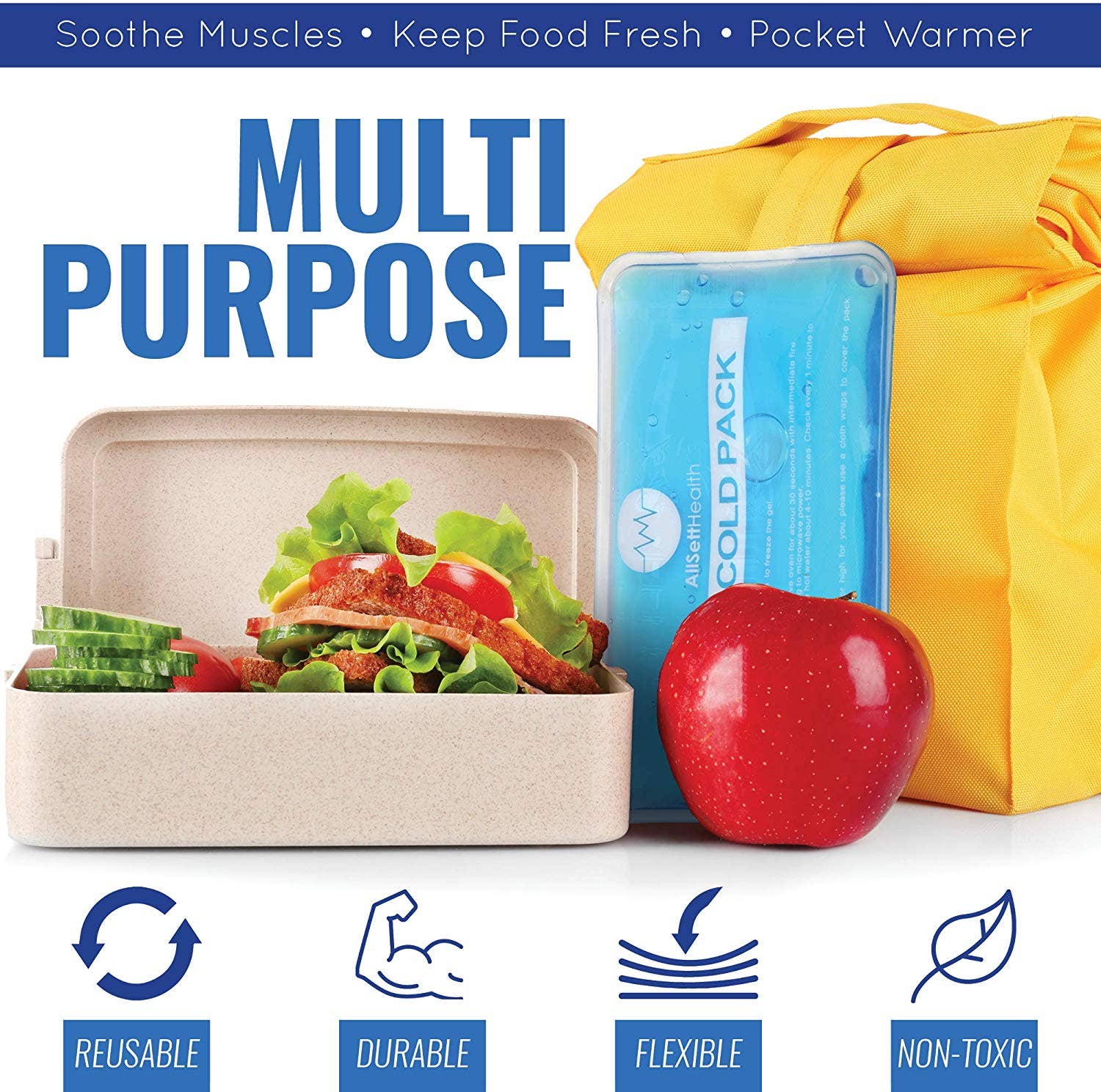 AllSett Health - Wholesale Hot/Cold Compress - Reusable Hot and Cold Gel Ice Pack for Injury Pain Relief, Hot Cold Compress - 7 Pack5