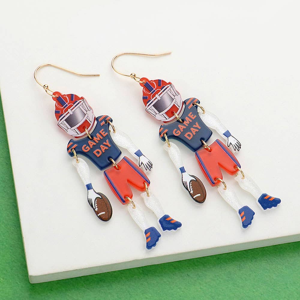 Sensibling Corp. – wholesale Dangle earrings – Resin GAME DAY Football Player Dangle Earrings20
