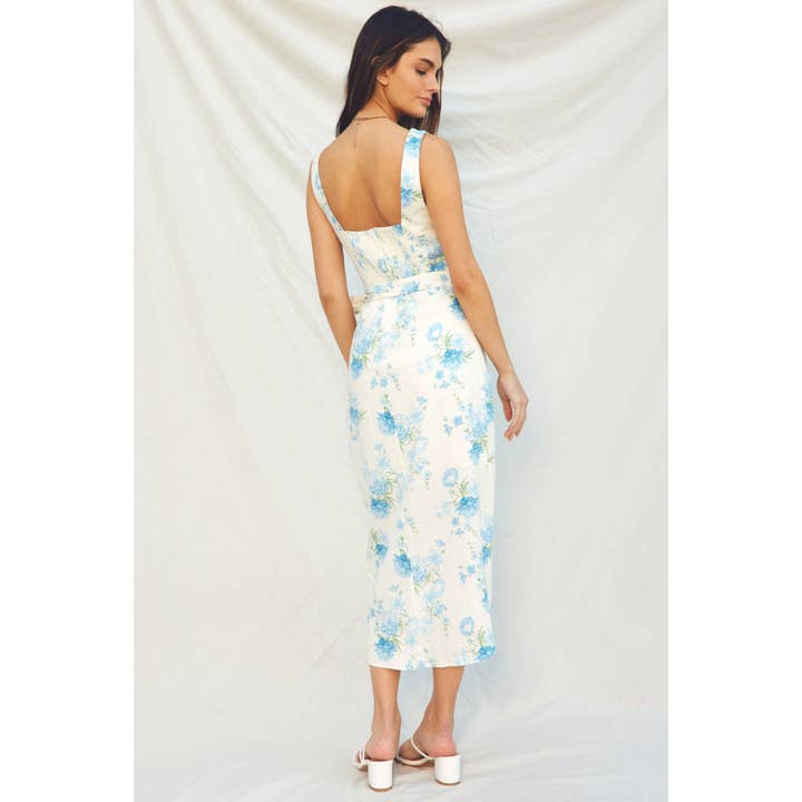 POCELAIN BLOOM Ever After Tulip Hem Midi Wrap Dress for wholesale on Faire