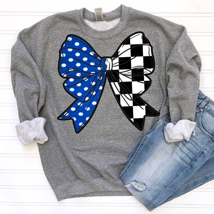 Checkered & Blue Bow for wholesale by Beyoutiful