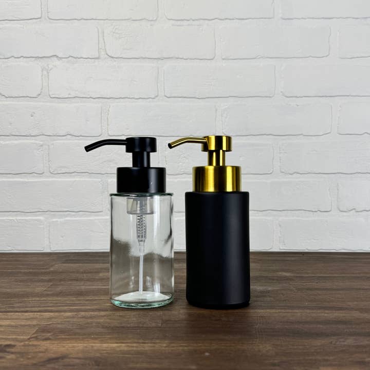 The Bottle Shoppe – wholesale Soap dispenser – 10 oz Farmhouse Foaming Glass Soap Dispenser w/ metal pumps