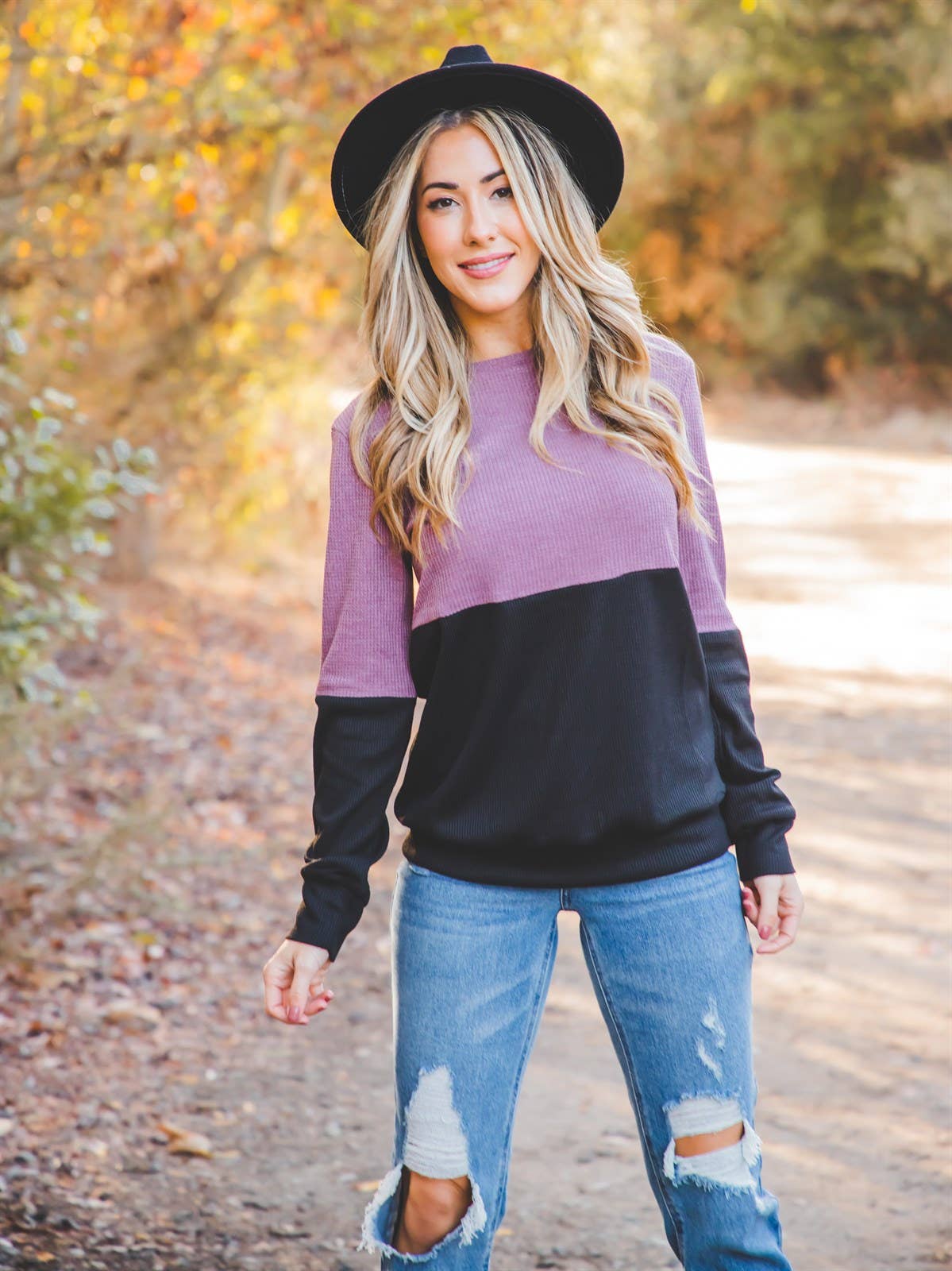 Tickled Teal - Venta al por mayor Jersey corto de punto - Mujer - Top Mel de manga larga Colorblock2