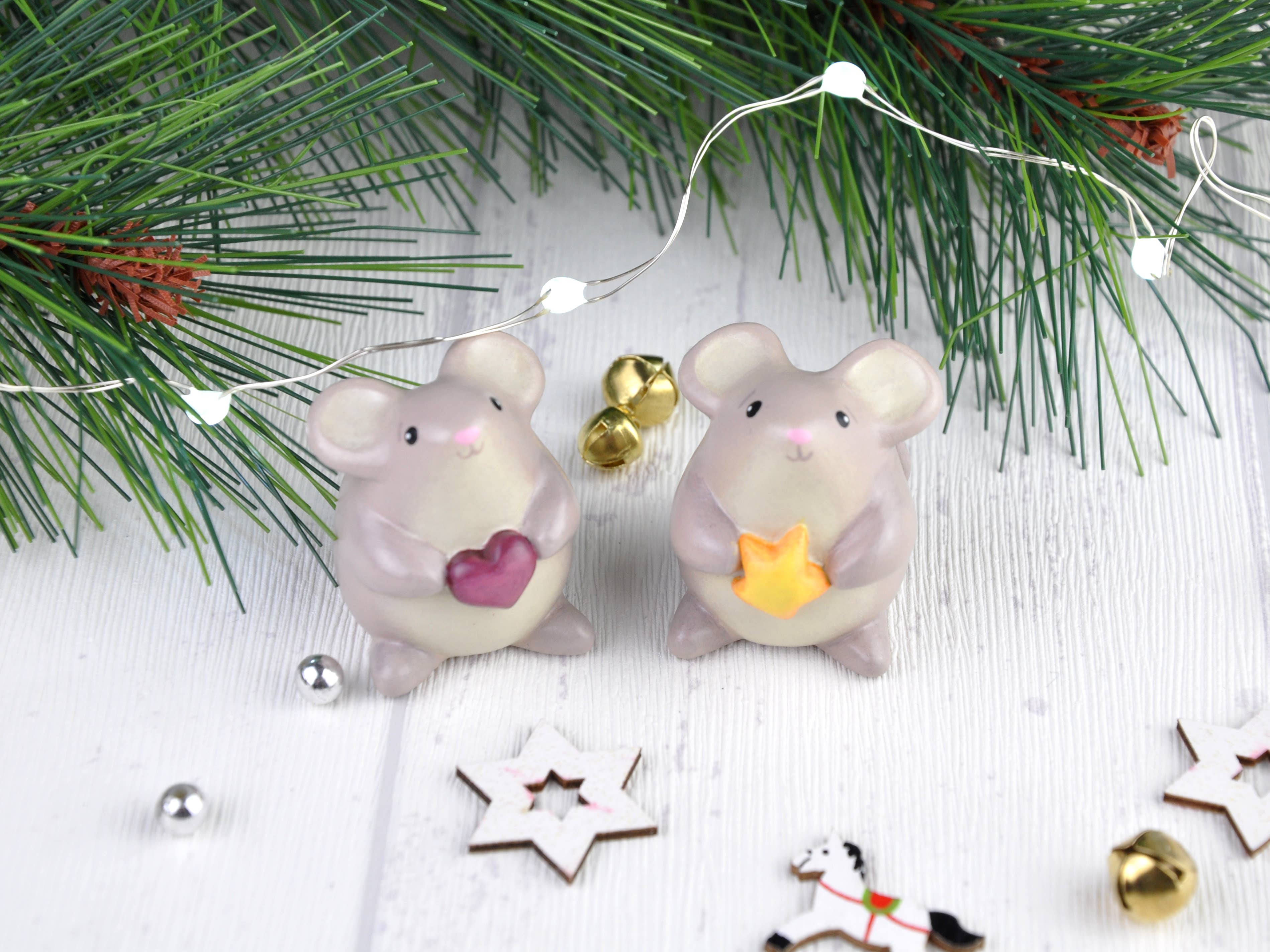 Gwenngwenn - Wholesale Decorative Figurine - Mouchette the mouse with heart - signed ceramic miniature4