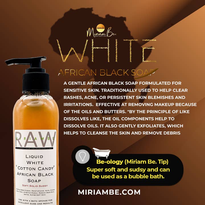 Savon blanc liquide blanc africain pour la vente par Skin by Miriam Be.
