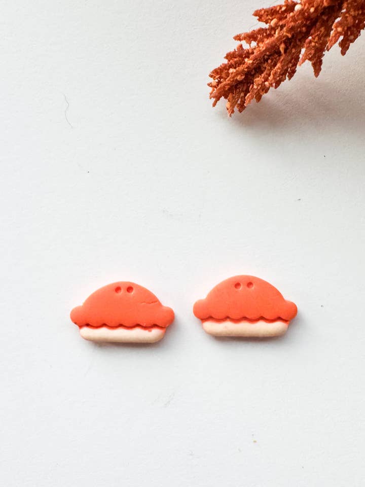 Pumpkin Pie Top Crust Studs for wholesale by Mountain Made Clay - Handmade Polymer Clay Earrings