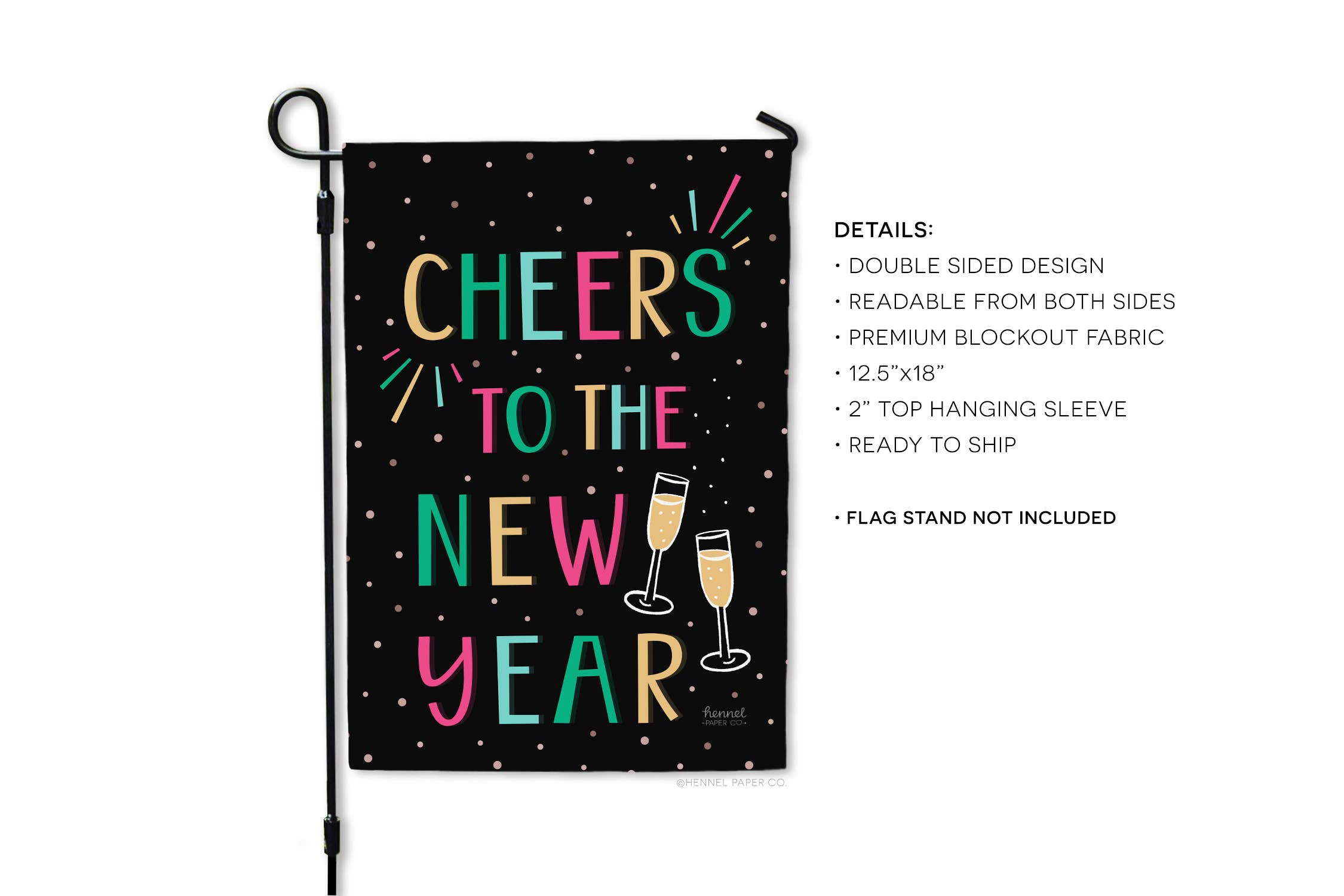 Hennel Paper Co. – Bandeira por atacado – Bandeira do jardim - Felicidades para o Ano Novo3