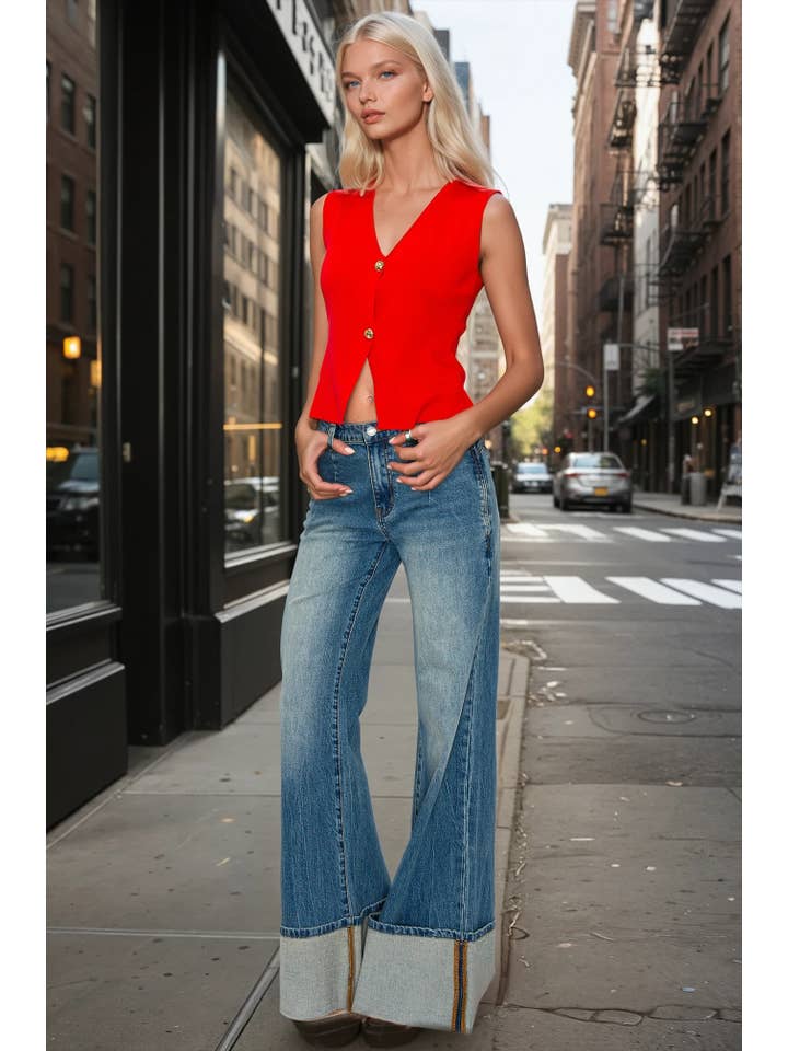 WISTERIA LANE - Wholesale Jeans - Women's - PREMIUM MID RISE CUFFED FULL LENGTH JEANS W2442PIA 2