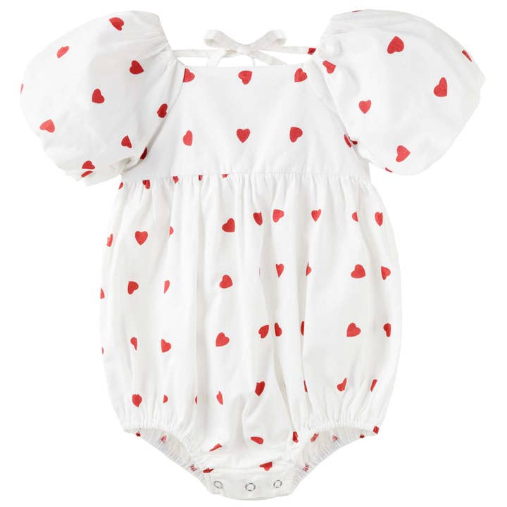 Love Hearts Puff Sleeve Romper for wholesale by Designer Kidz