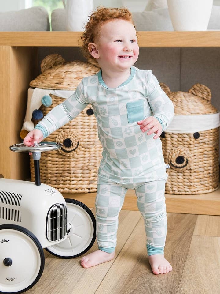 Set Pigiama Slumber in Quadretti Menta per la vendita all'ingrosso da parte di Sunday Littles