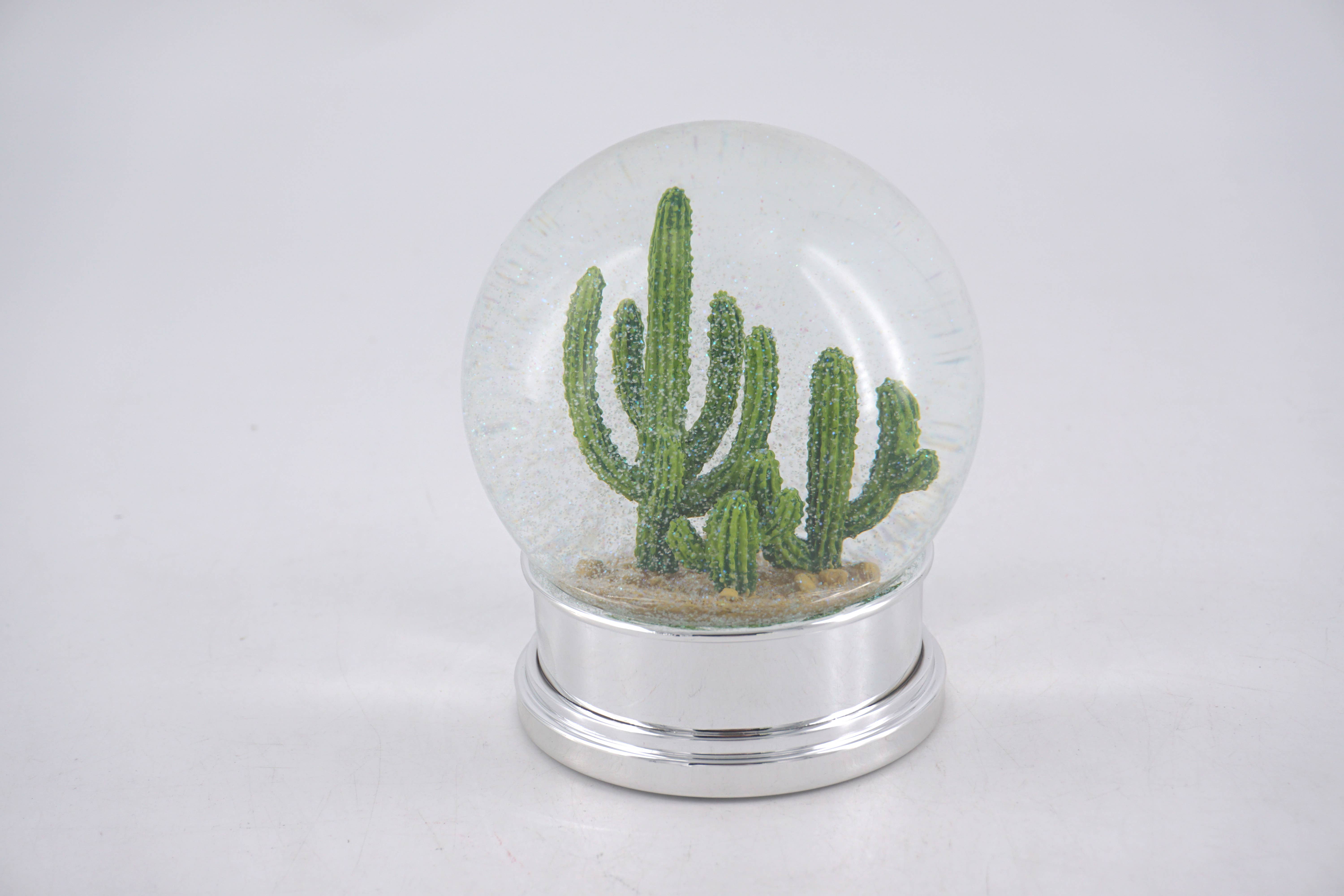 Merri Glow - Wholesale Decorative Tabletop Object - Cactus Glitter Snowglobe - 100mm2