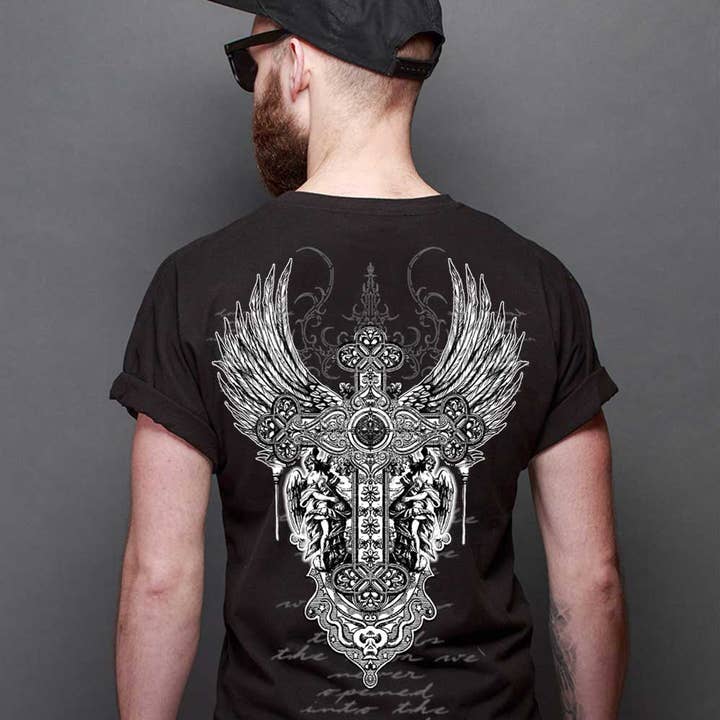 Winged Cross Emblem Short Sleeve Tee for wholesale by Art by Forgrand