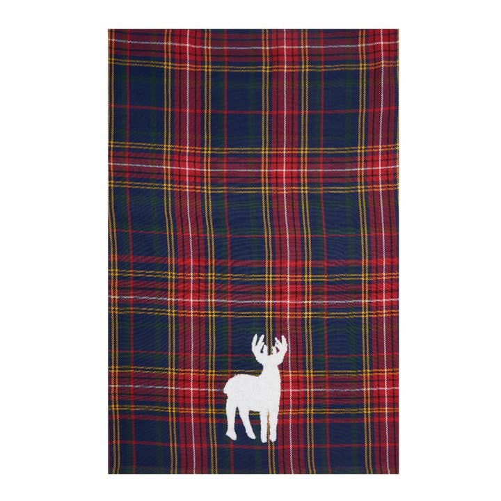 Christmas Blue Lennox Deer Plaid Kitchen Towel for wholesale by C&F Home