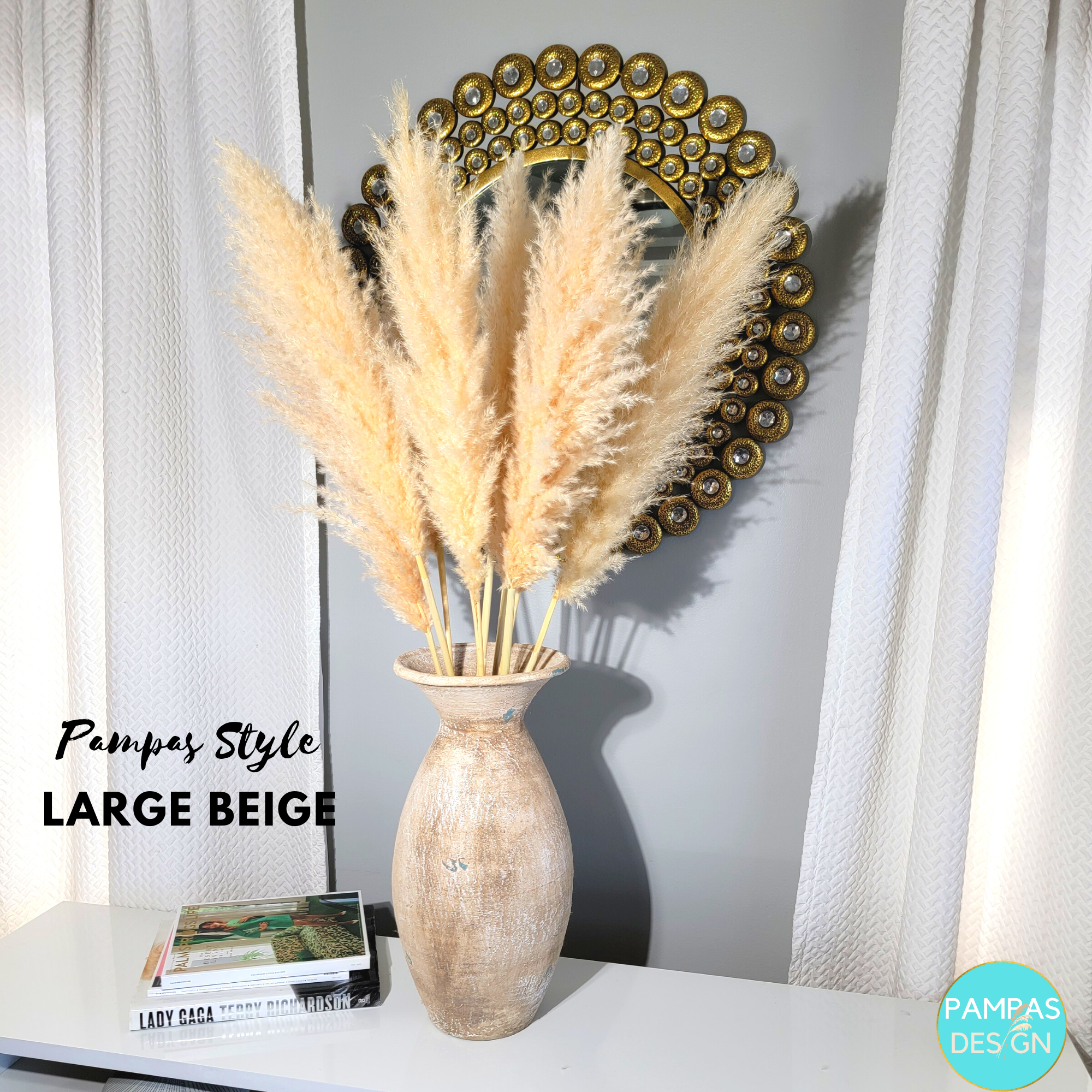 Pampas Design - Wholesale Dried/Pressed Flowers - Pampas Grass Large Bouquet 3.5ft to 4ft Tall Soft and Fluffy4