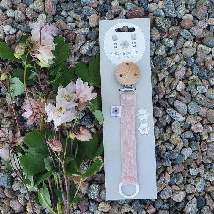 Summerville organic - Wholesale Pacifier Clip - Baby - Organic Pacifier Clip Muslin Pale Mauve6