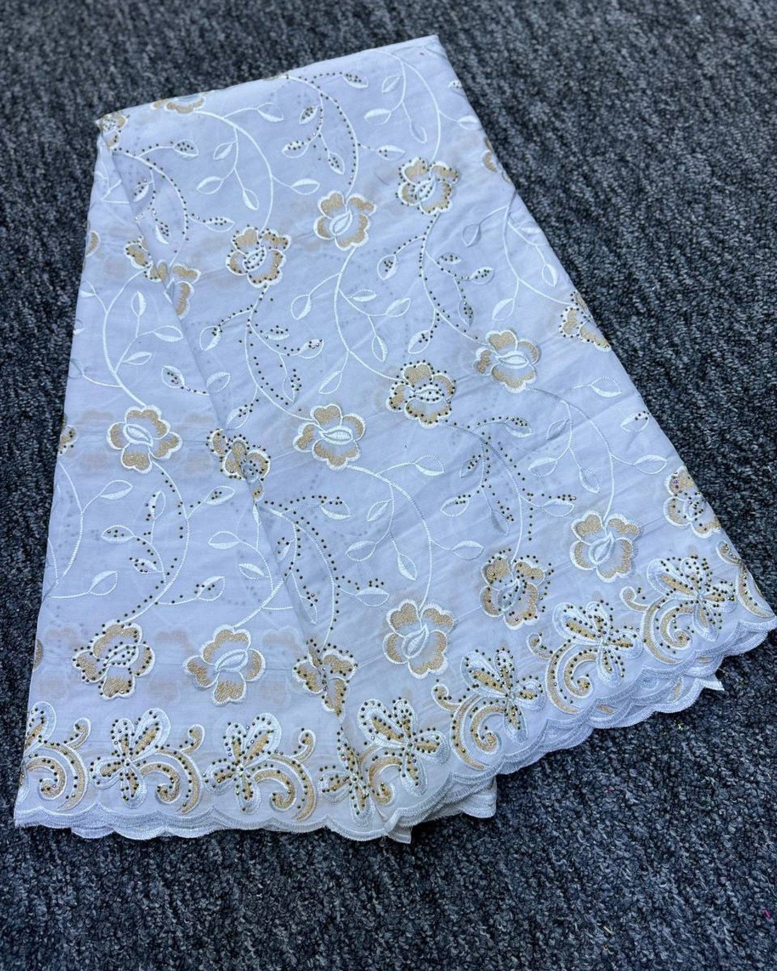 City Fabrics – wholesale Fabric – High Class Swiss Lace - White & Gold