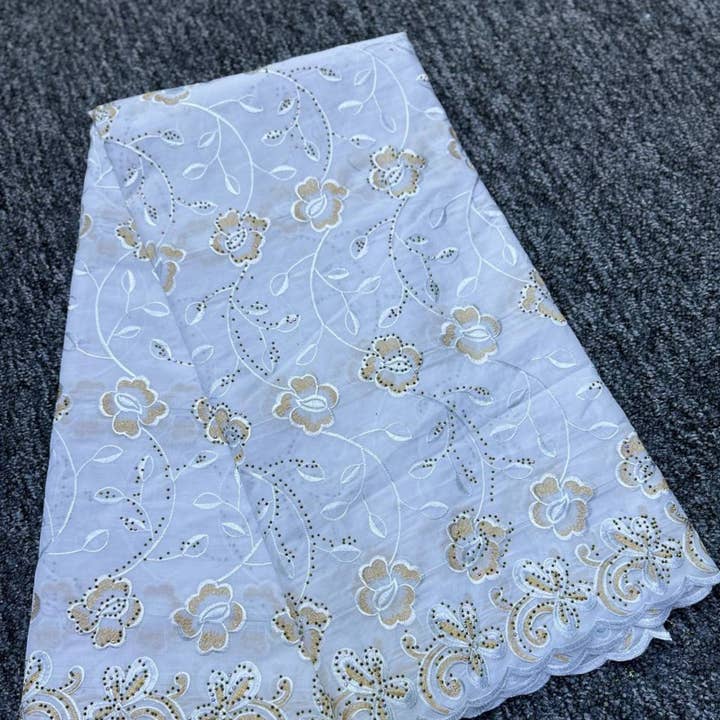 City Fabrics – wholesale Fabric – High Class Swiss Lace - White & Gold0