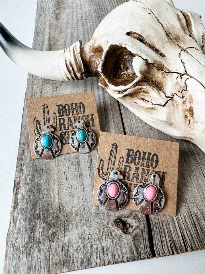 Thunderbird Stud Western Earrings for wholesale by Boho Ranch Shop