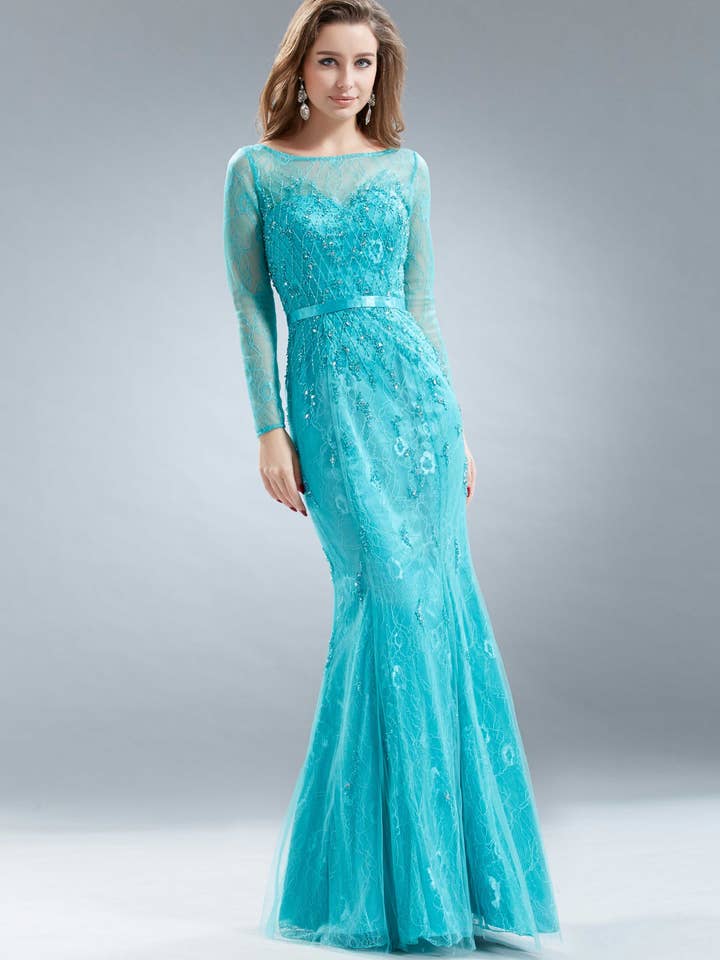 SP 8030 Långärmad dubbel lager spets damklänning för wholesale av Anny Lee