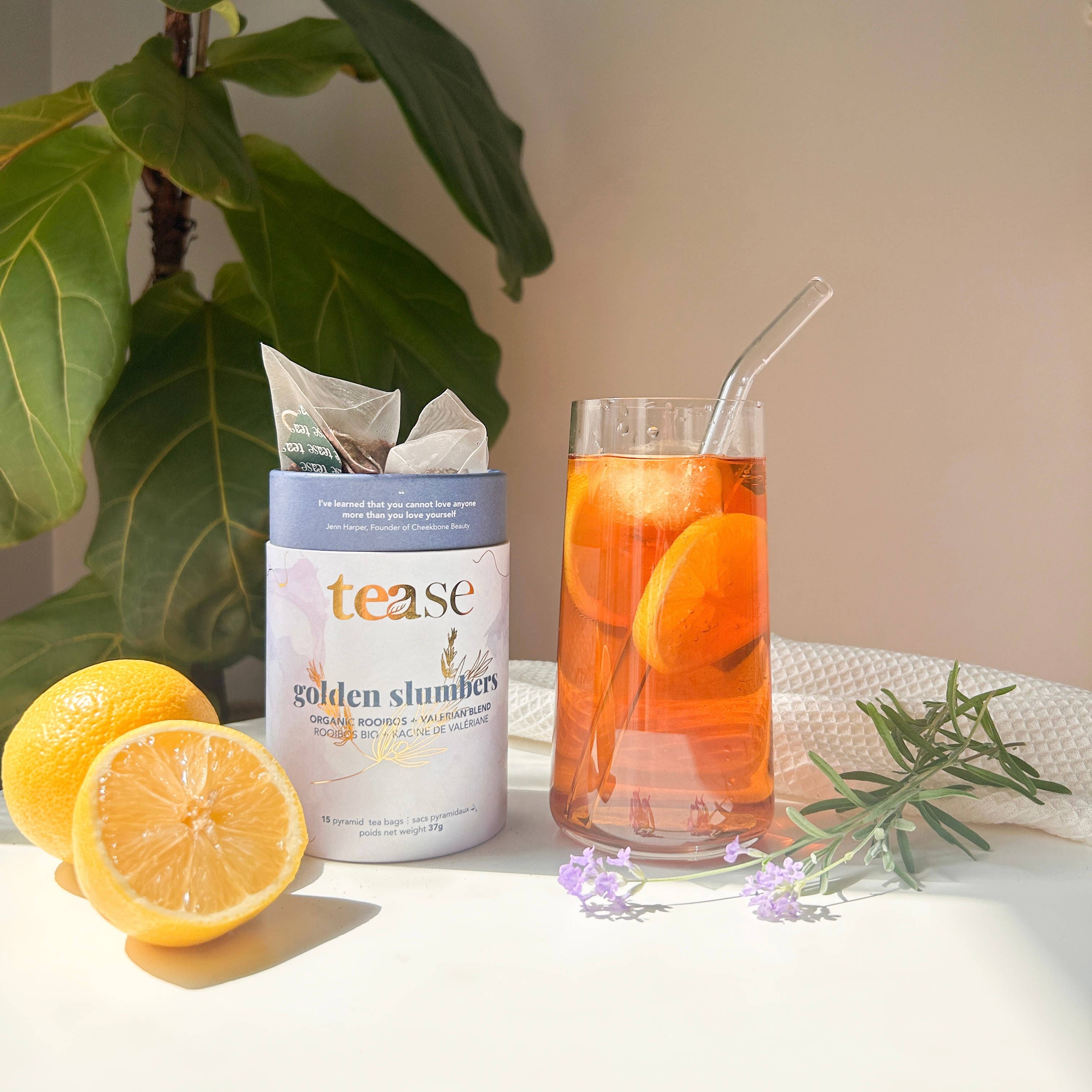 Tease | Wellness Tea Blends + Accessories - Wholesale Health/Detox Tea - Golden Slumbers Valerian Root Adaptogen, Superfood Tea Blend1