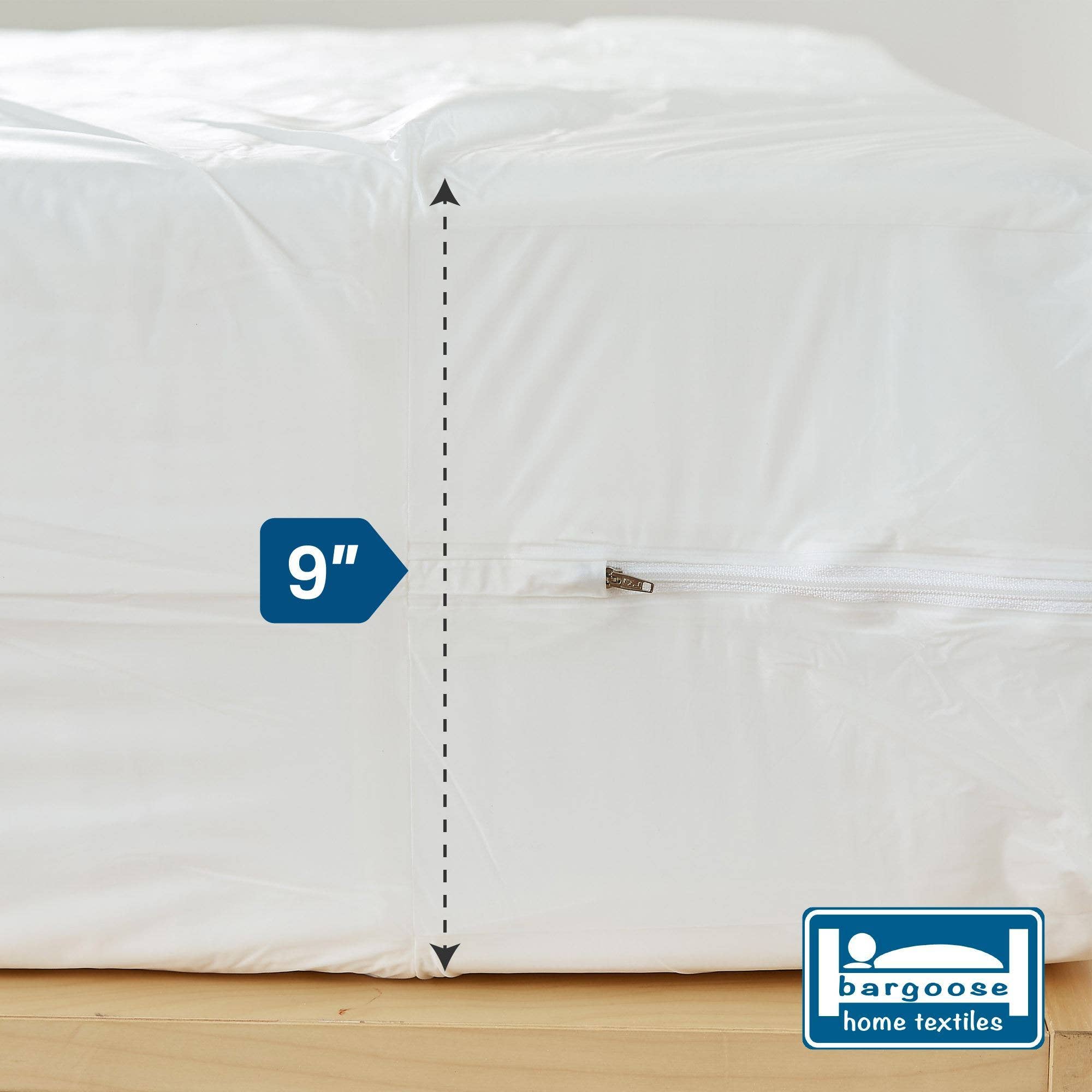 Bargoose Home Textiles - Wholesale Mattress Pad/Protector - Bargoose Vinyl Zippered Mattress Protector | Waterproof Box Spring Encasement | Guards Against Pests & Liquids2