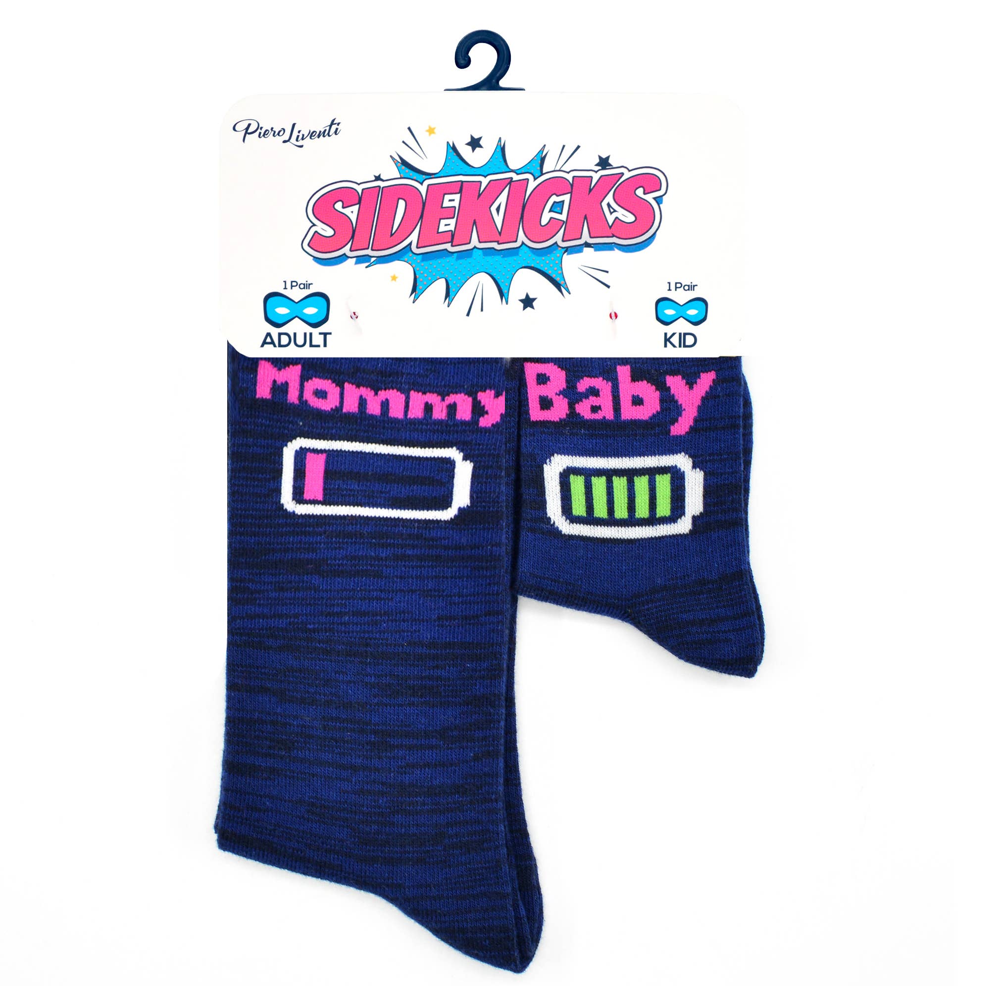 2-pair Sidekicks Mom's Battery Baby - Mommy & Me Socks Set