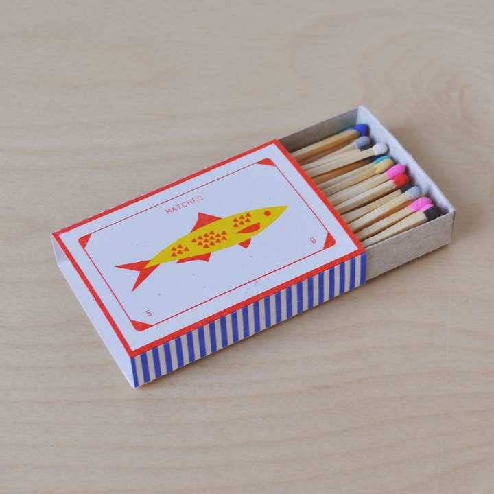 "Fish" Risograph Printed Matchbox for wholesale by Sunroom