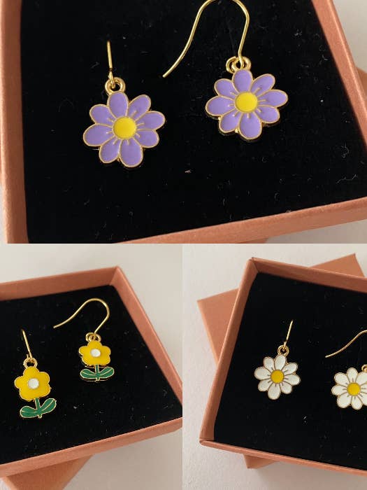 flower dangle earrings for wholesale by Sian Mellor