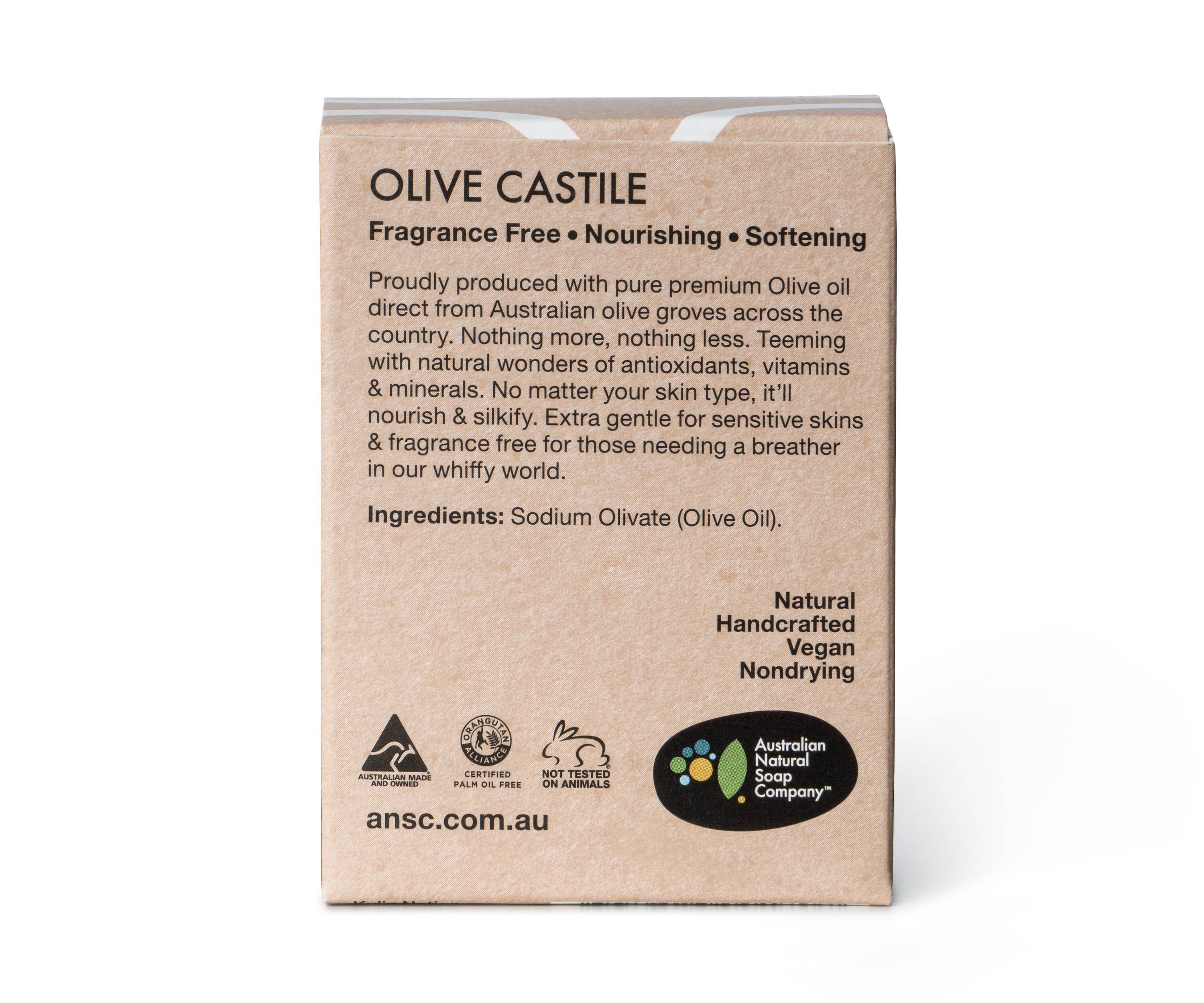 Australian Natural Soap Company - Vente Pains de savon - Savon pour les mains et le corps Olive Castile, 100 g | Australian Soap2
