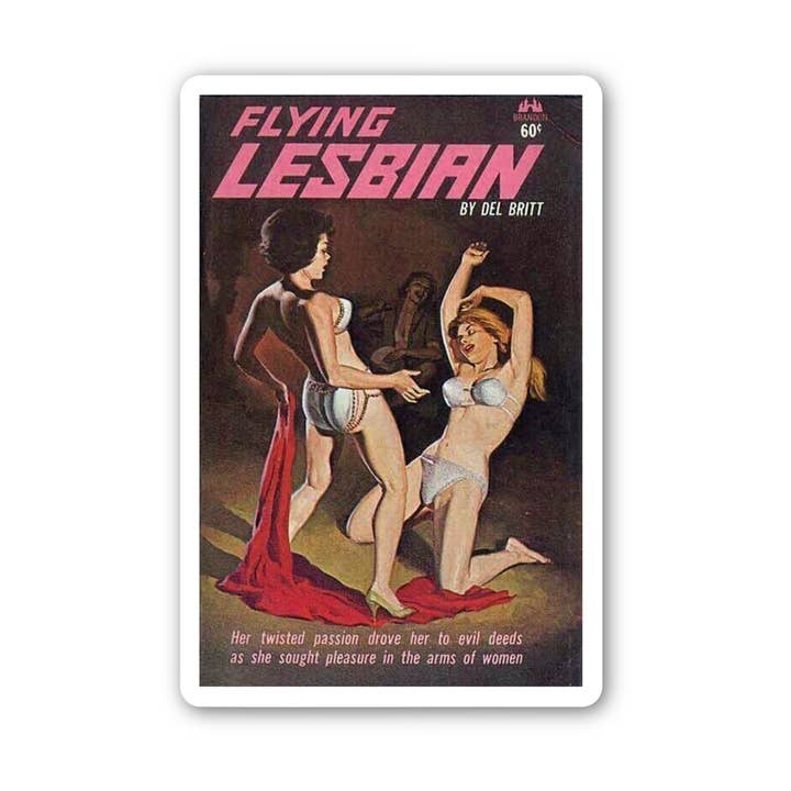 ChicalooKate - Wholesale Sticker - Flying Lesbians Pulp Novel Book Cover Vinyl Sticker1