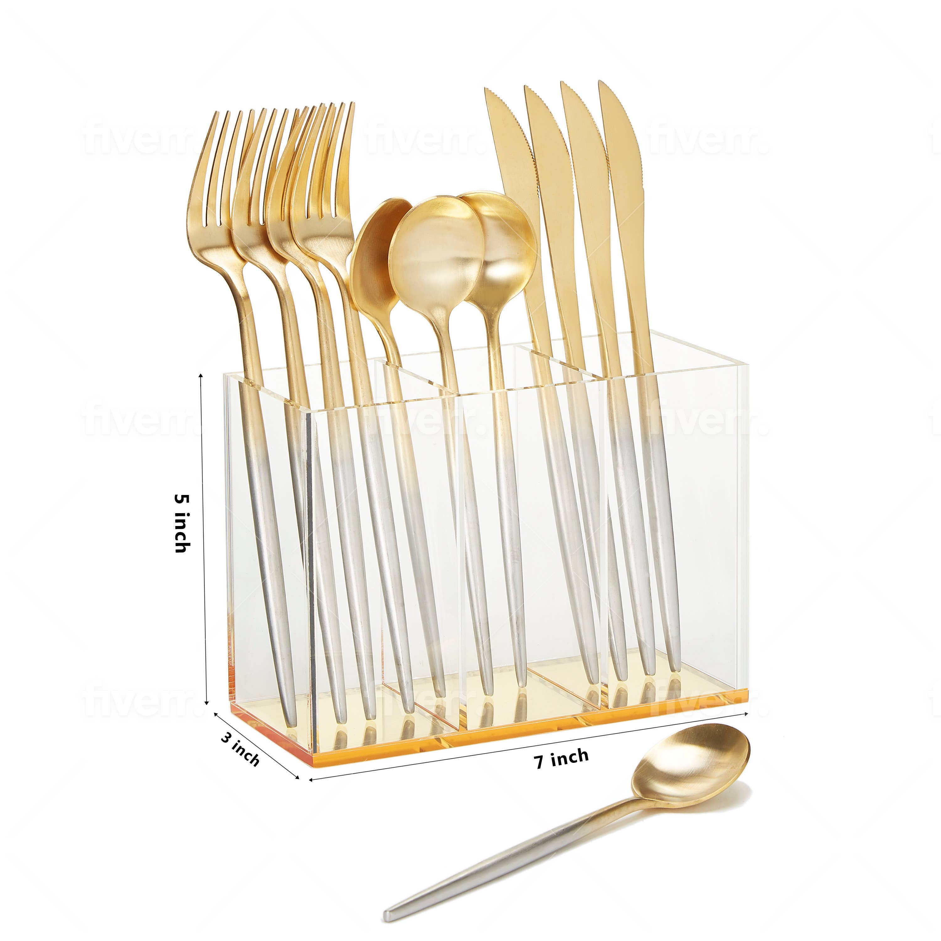 Krifts Products - Wholesale Flatware Caddy - 3 Section Acrylic Slim Flatware Caddy1