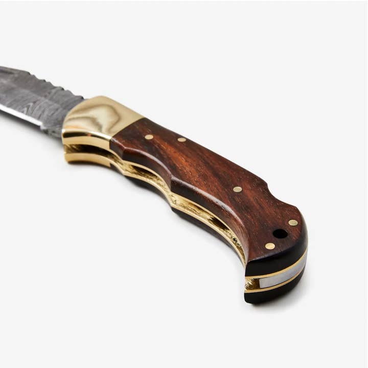 Titan International - Wholesale Pocket Knife/Holder - RoseWood folding knife with Leather Sheath4