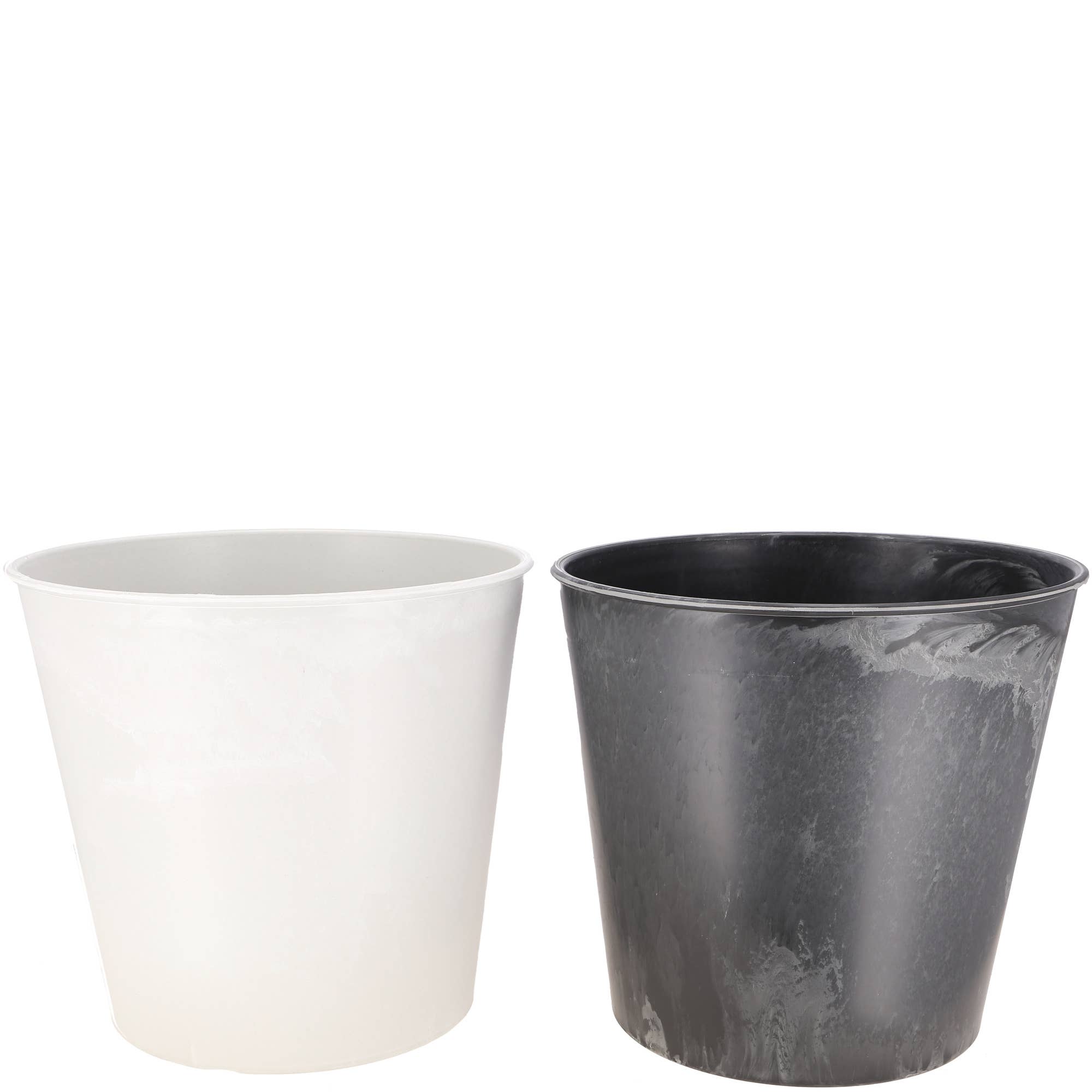 Vosteen – Großhandel Blumentopf – Kunststoff Kübel Style in Grau und Hellgrau, D23 x H20.5 cm0